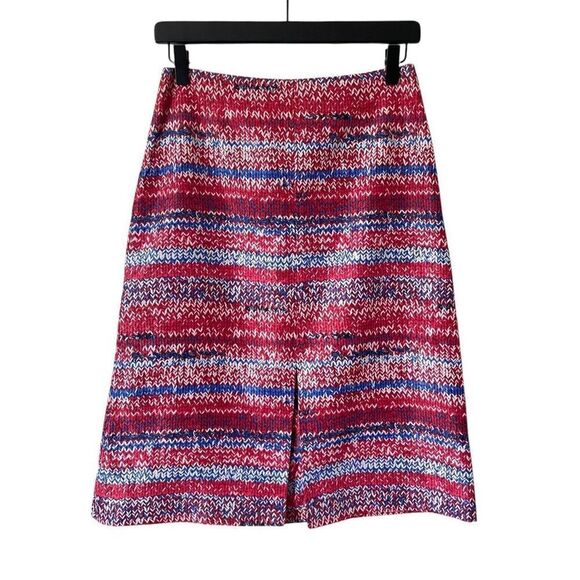Tory Burch Brilliant Red Mouline 100% Silk A-Line Skirt Size 2 - Picture 1 of 11